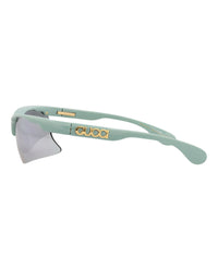 Gucci Gucci Mens Shield/Wrap Green Green Silver Fashion Designer Eyewear