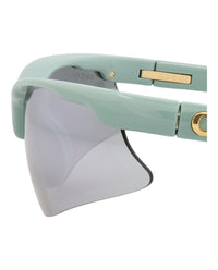 Gucci Gucci Mens Shield/Wrap Green Green Silver Fashion Designer Eyewear