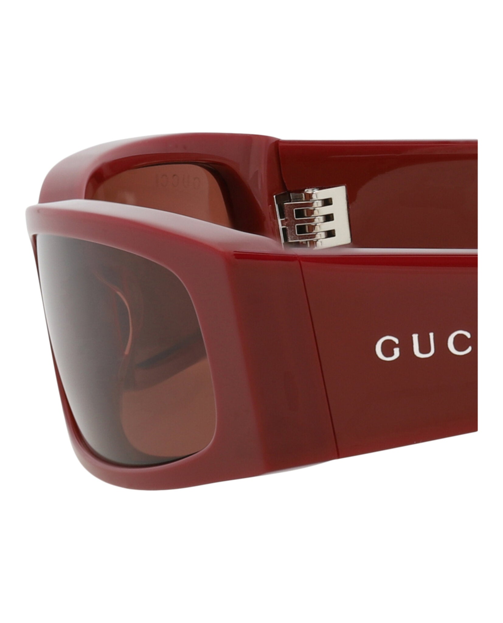 Gucci Gucci Mens Square/Rectangle Burgundy Burgundy Brown Fashion Designer Eyewear