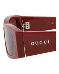Gucci Gucci Mens Square/Rectangle Burgundy Burgundy Brown Fashion Designer Eyewear
