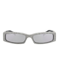 Gucci Gucci Mens Square/Rectangle Black Black Silver Fashion Designer Eyewear