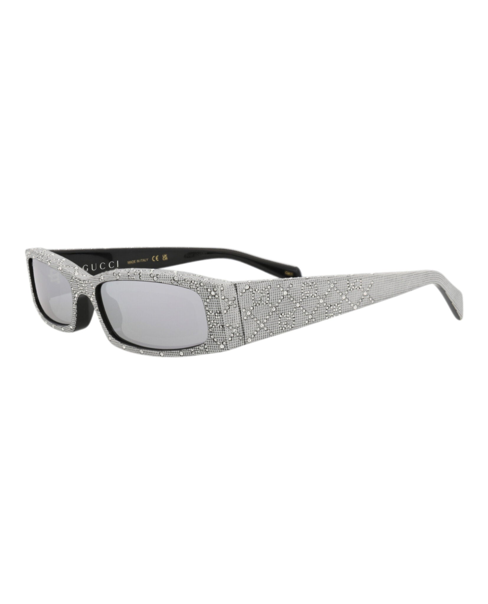 Gucci Gucci Mens Square/Rectangle Black Black Silver Fashion Designer Eyewear