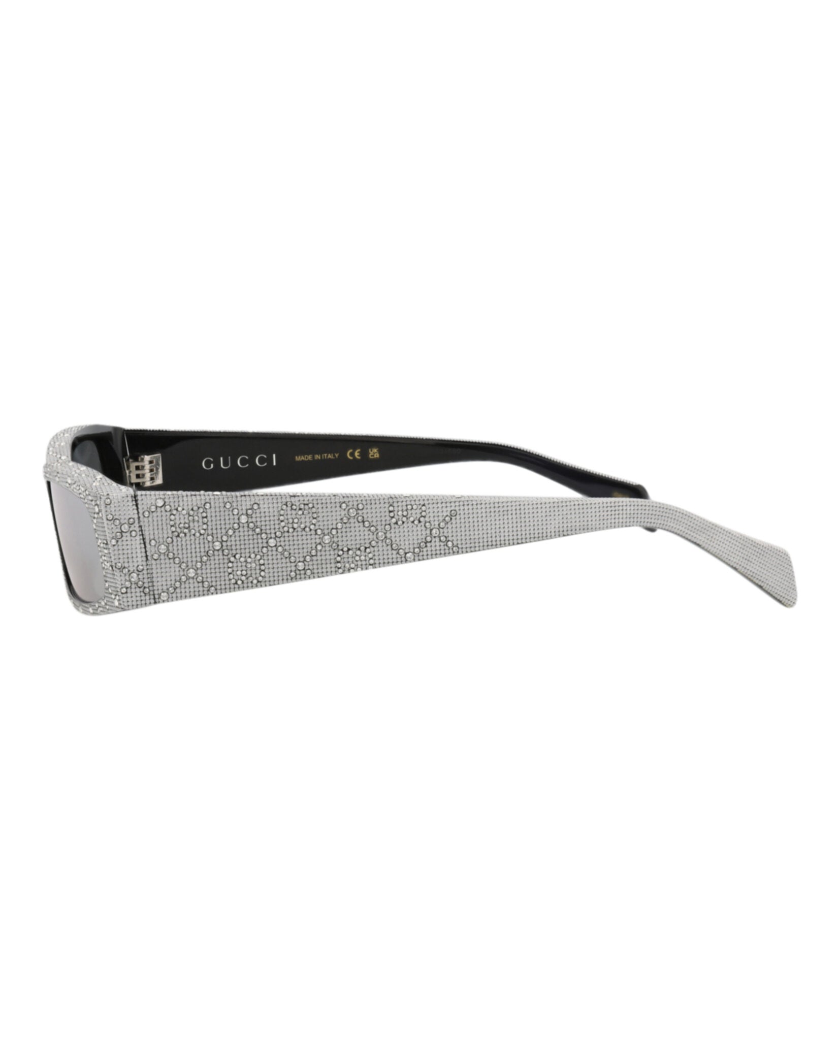 Gucci Gucci Mens Square/Rectangle Black Black Silver Fashion Designer Eyewear
