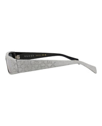 Gucci Gucci Mens Square/Rectangle Black Black Silver Fashion Designer Eyewear