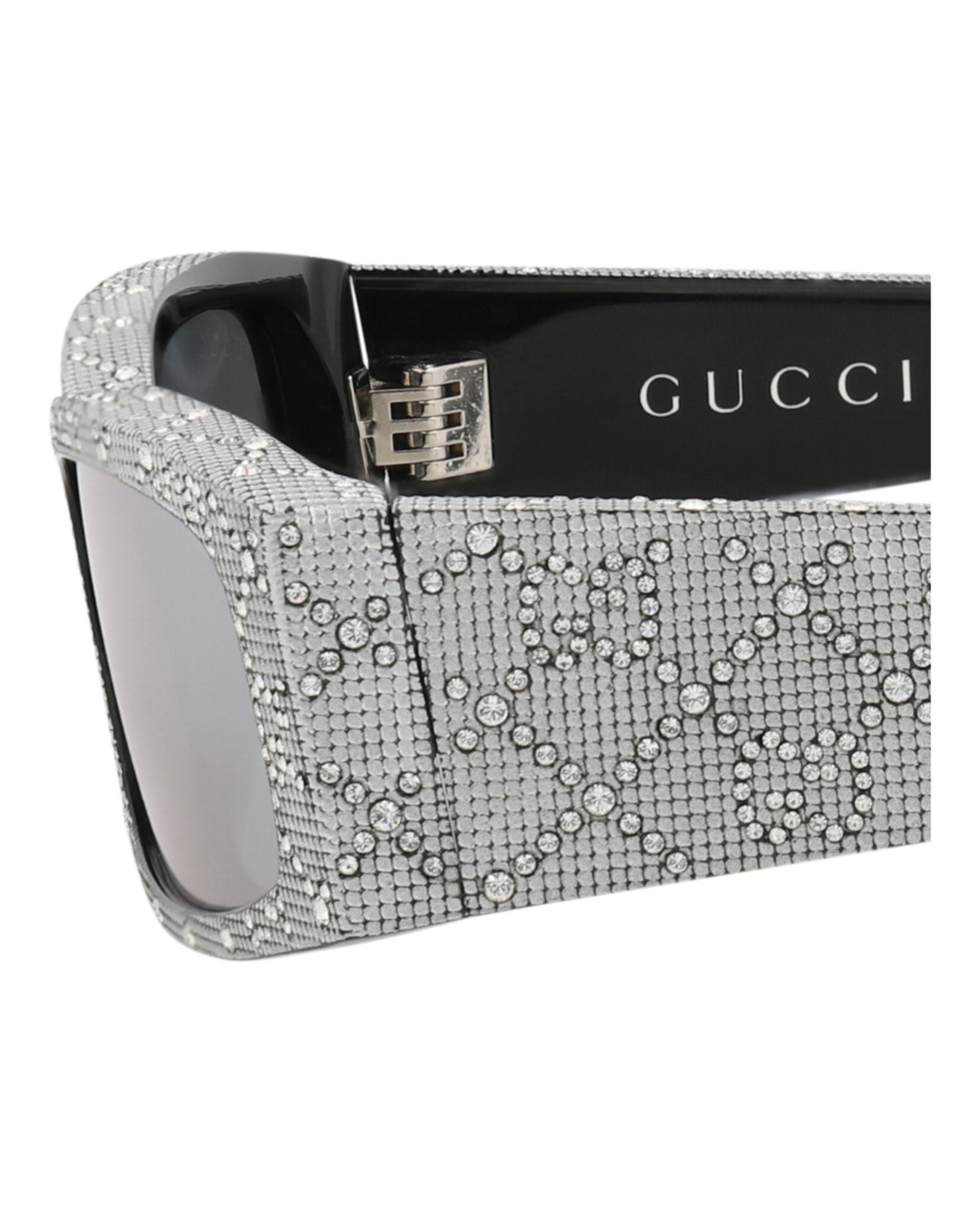 Gucci Gucci Mens Square/Rectangle Black Black Silver Fashion Designer Eyewear