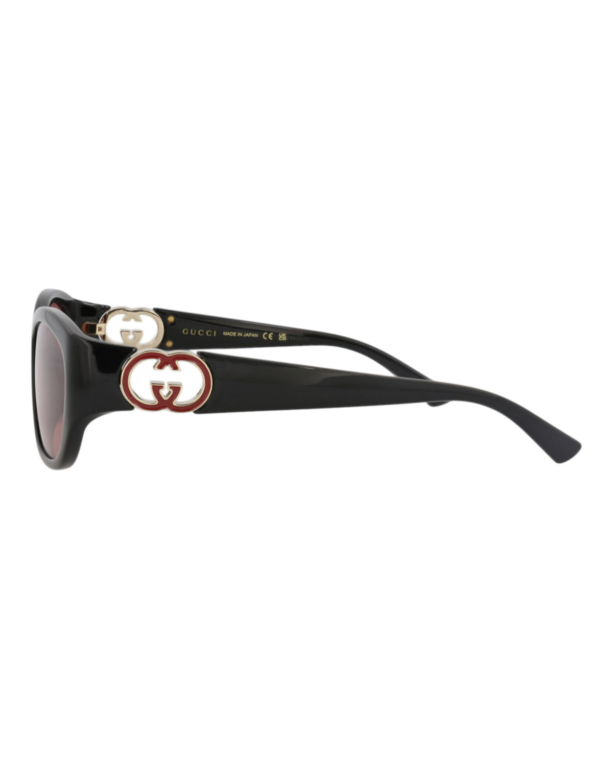 Gucci Womens Round/Oval Black Black Red Fashion Designer Eyewear