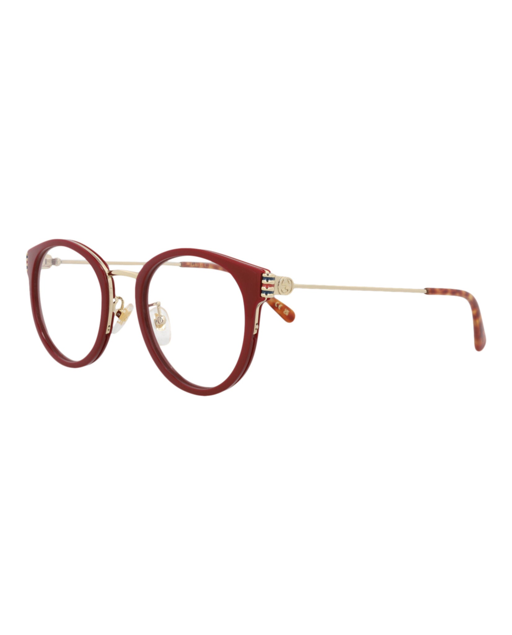 Gucci Gucci Womens Round/Oval Burgundy Gold Transparent Fashion Designer Eyewear