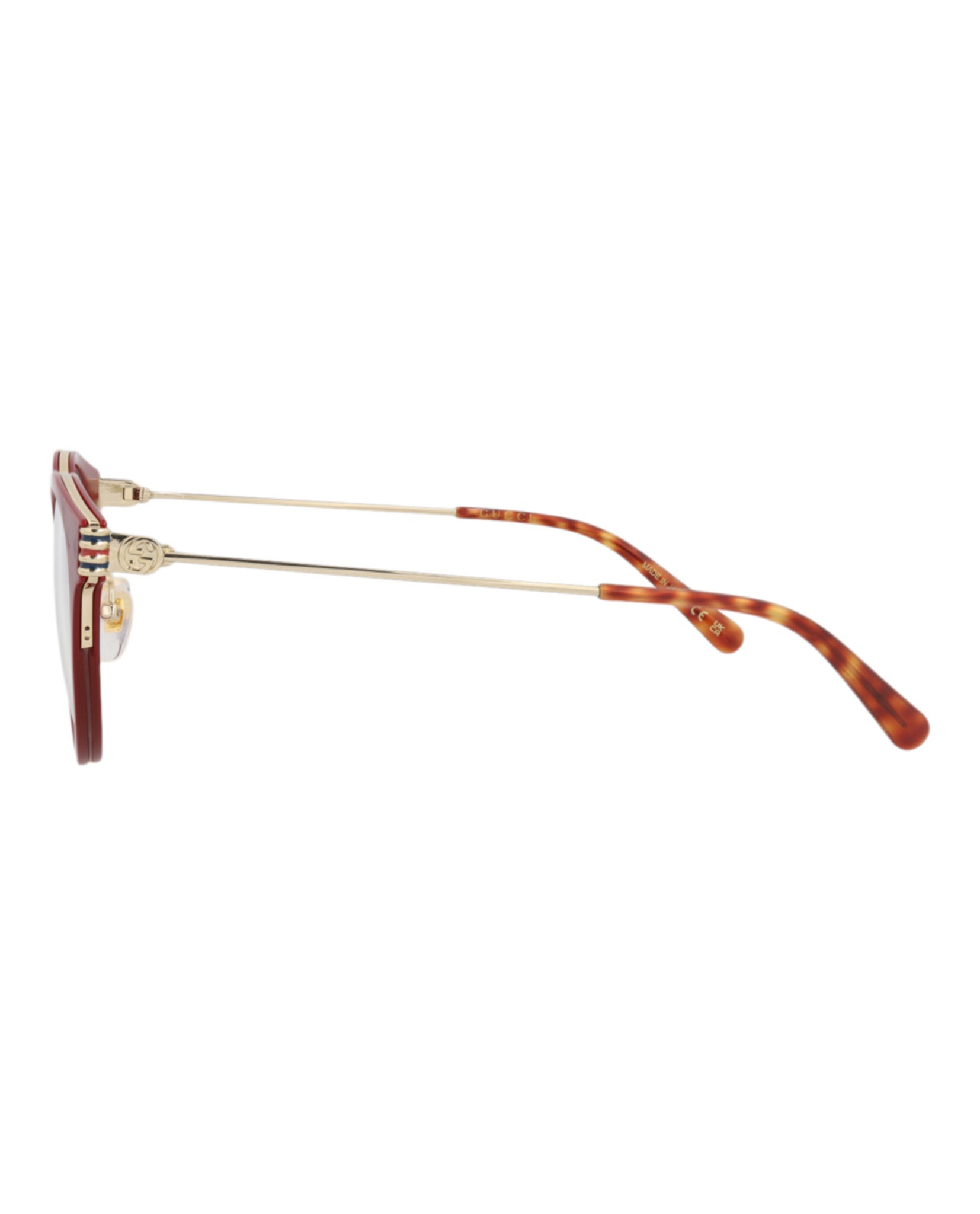 Gucci Gucci Womens Round/Oval Burgundy Gold Transparent Fashion Designer Eyewear