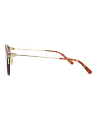 Gucci Gucci Womens Round/Oval Burgundy Gold Transparent Fashion Designer Eyewear
