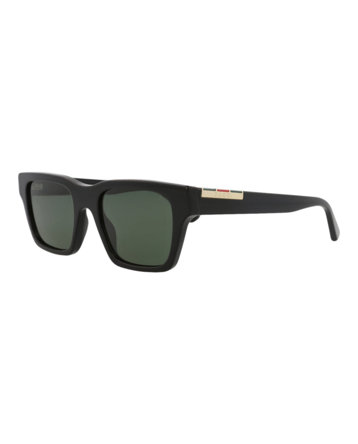 Gucci Mens Square/Rectangle Black Black Green Fashion Designer Eyewear