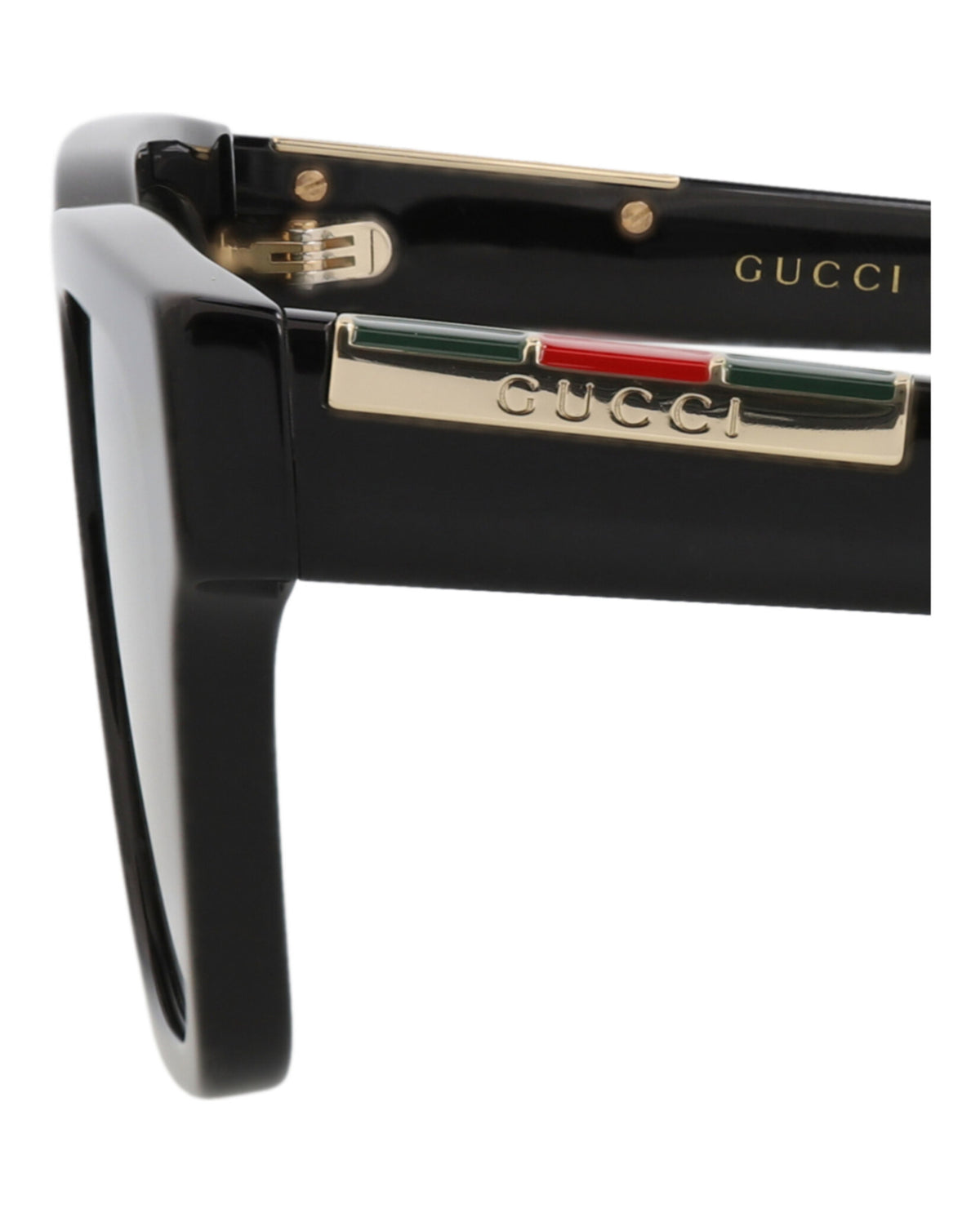 Gucci Mens Square/Rectangle Black Black Green Fashion Designer Eyewear