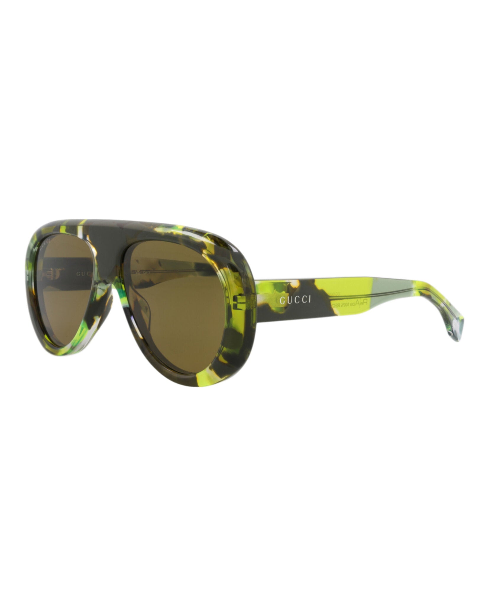 Gucci Gucci Mens Aviator Green Green Brown Fashion Designer Eyewear