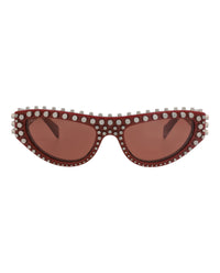 Gucci Gucci Womens Cat Eye Burgundy Burgundy Brown Fashion Designer Eyewear