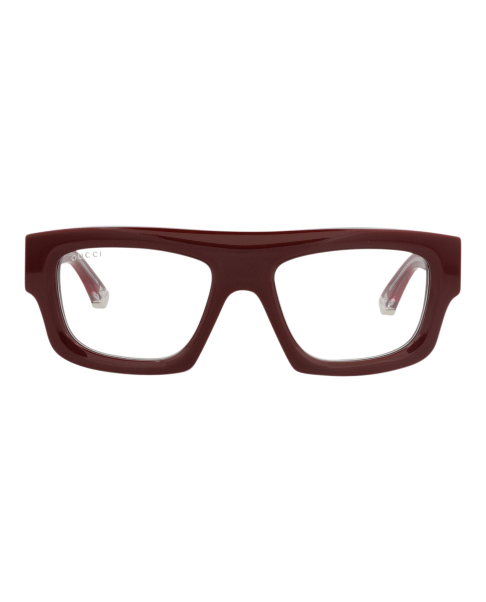 Gucci Gucci Mens Square/Rectangle Burgundy Burgundy Transparent Fashion Designer Eyewear