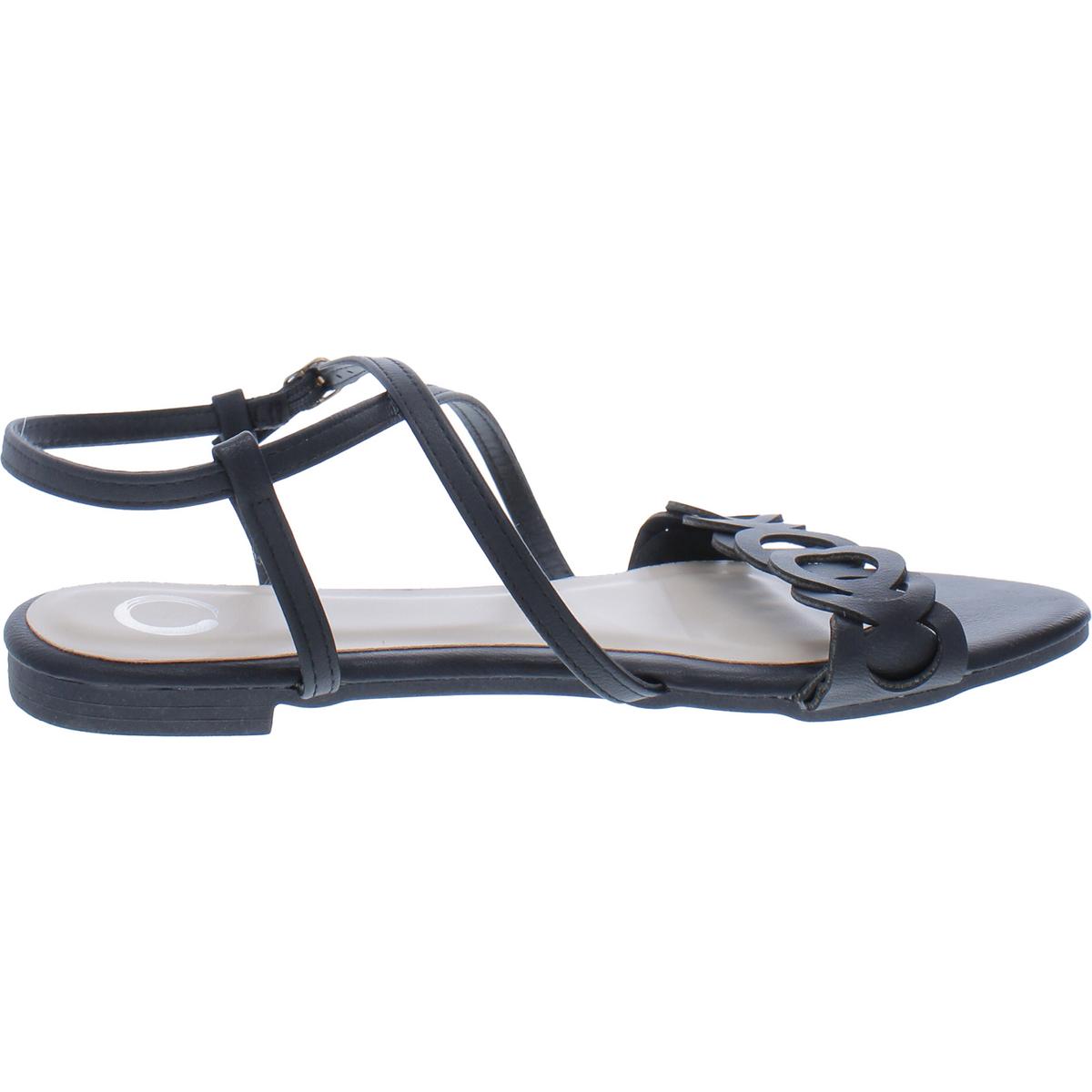 Womens Rounded Toe Strappy Ankle Strap
