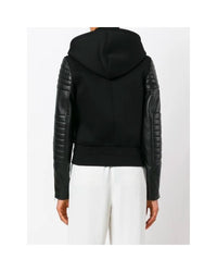 Givenchy Hooded LeatherSleeve Jacket Model Black Women Jackets & Coats