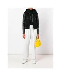 Givenchy Hooded LeatherSleeve Jacket Model Black Women Jackets & Coats