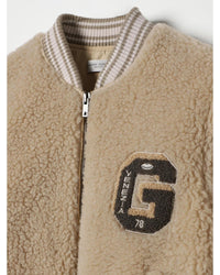 Golden Goose Teddy Fleece Bomber Jacket Kids Beige Puffer Jackets