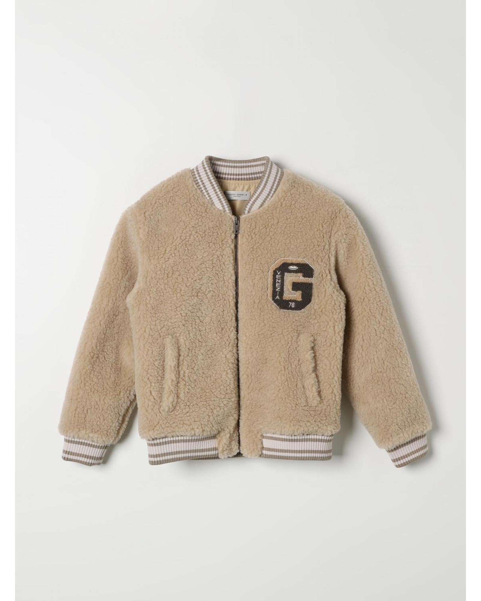 Golden Goose Teddy Fleece Bomber Jacket Kids Beige Puffer Jackets 8 (Big Girl S) Beige