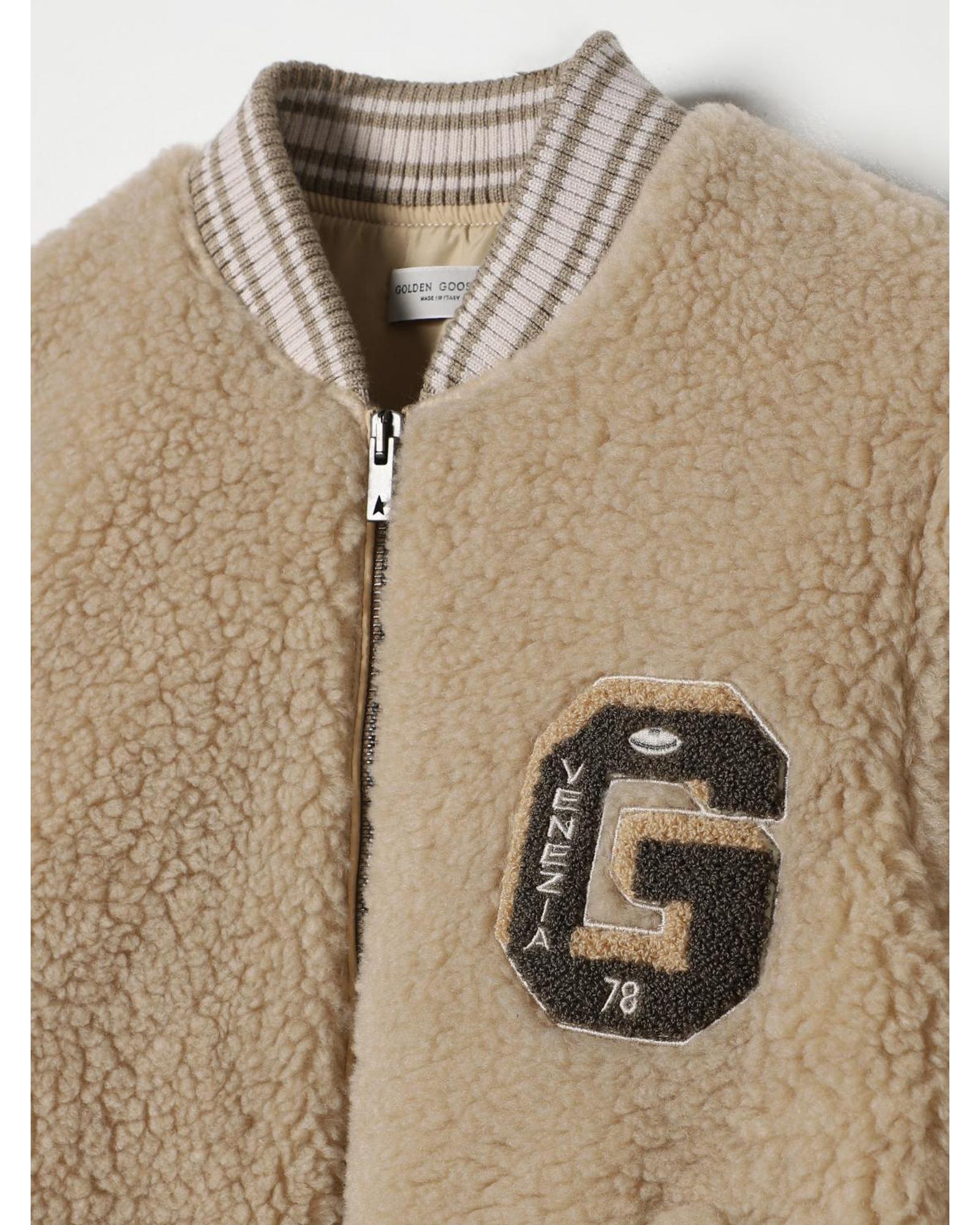 Golden Goose Teddy Fleece Bomber Jacket Kids Beige Puffer Jackets