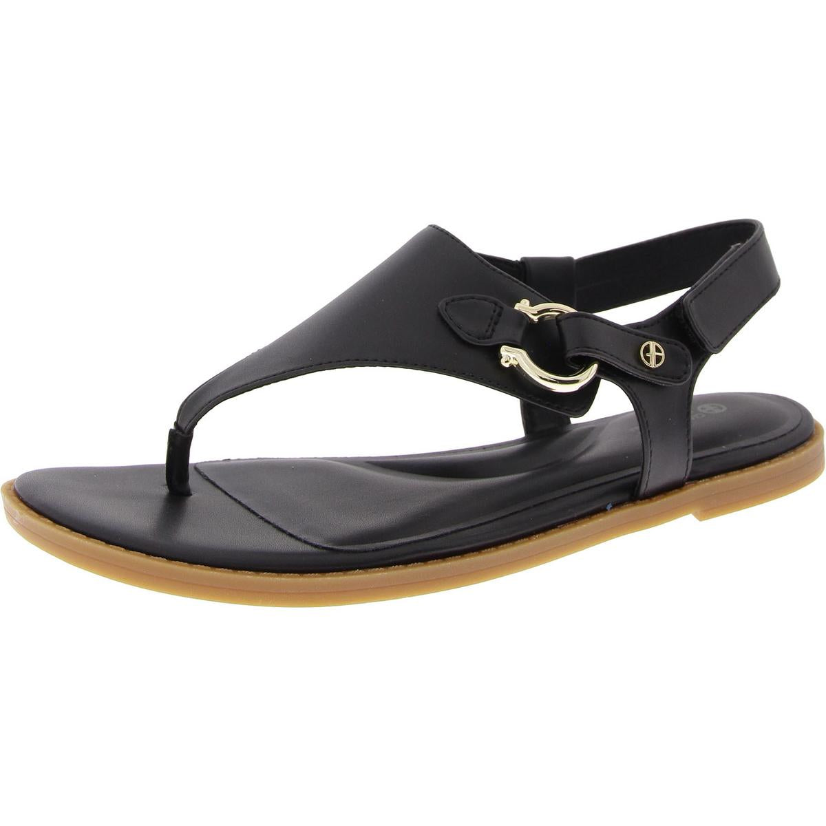 Womens Faux Leather Thong Ankle Strap