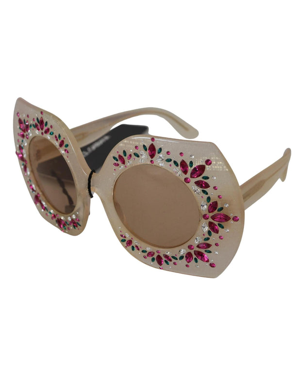 Dolce & Gabbana Gorgeous Crystal Embellishment Round Frame Sunglasses