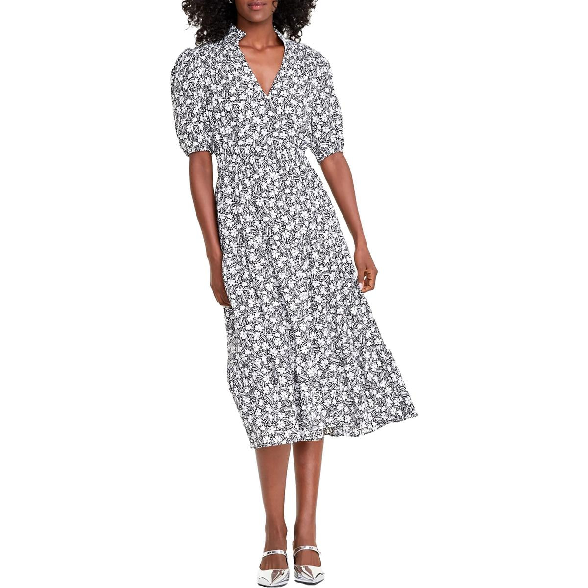 Womens Printed Viscose Fit & Flare Dress