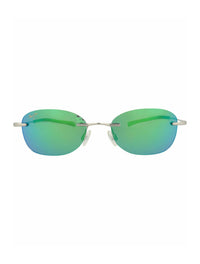 Maui Jim Unisex Round/Oval Silver Silver Green Fashion Designer Eyewear