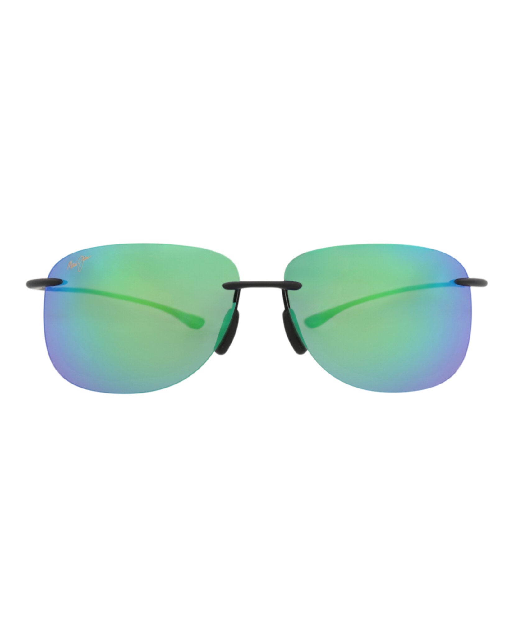 Maui Jim Unisex Shield/Wrap Black Black Green Fashion Designer Eyewear