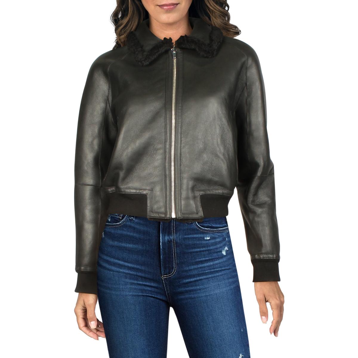 Dolman Womens Leather Shearling Bomber Jacket