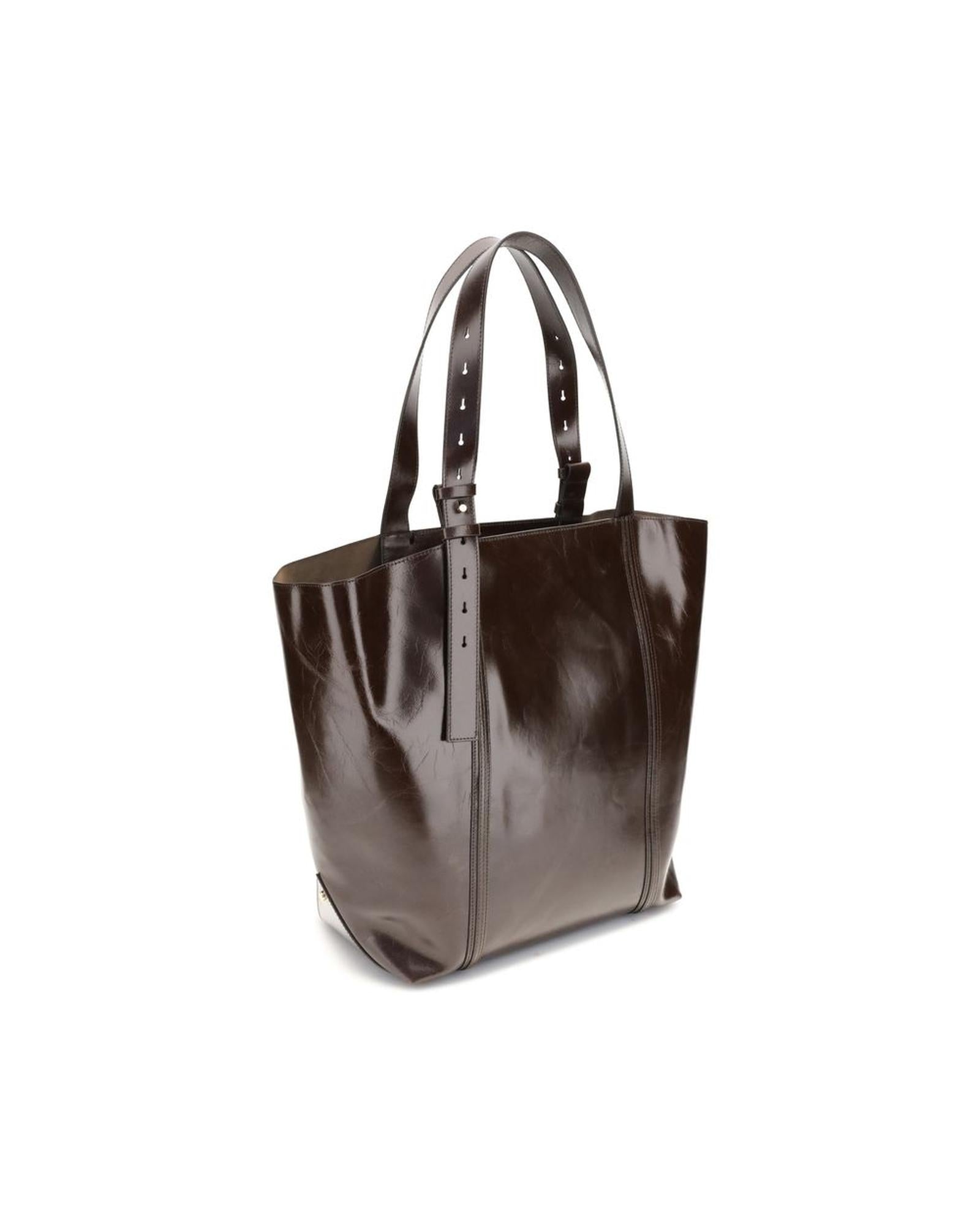 Golden Goose Leather Tote Adjustable Straps Women Brown Shoulder Bags
