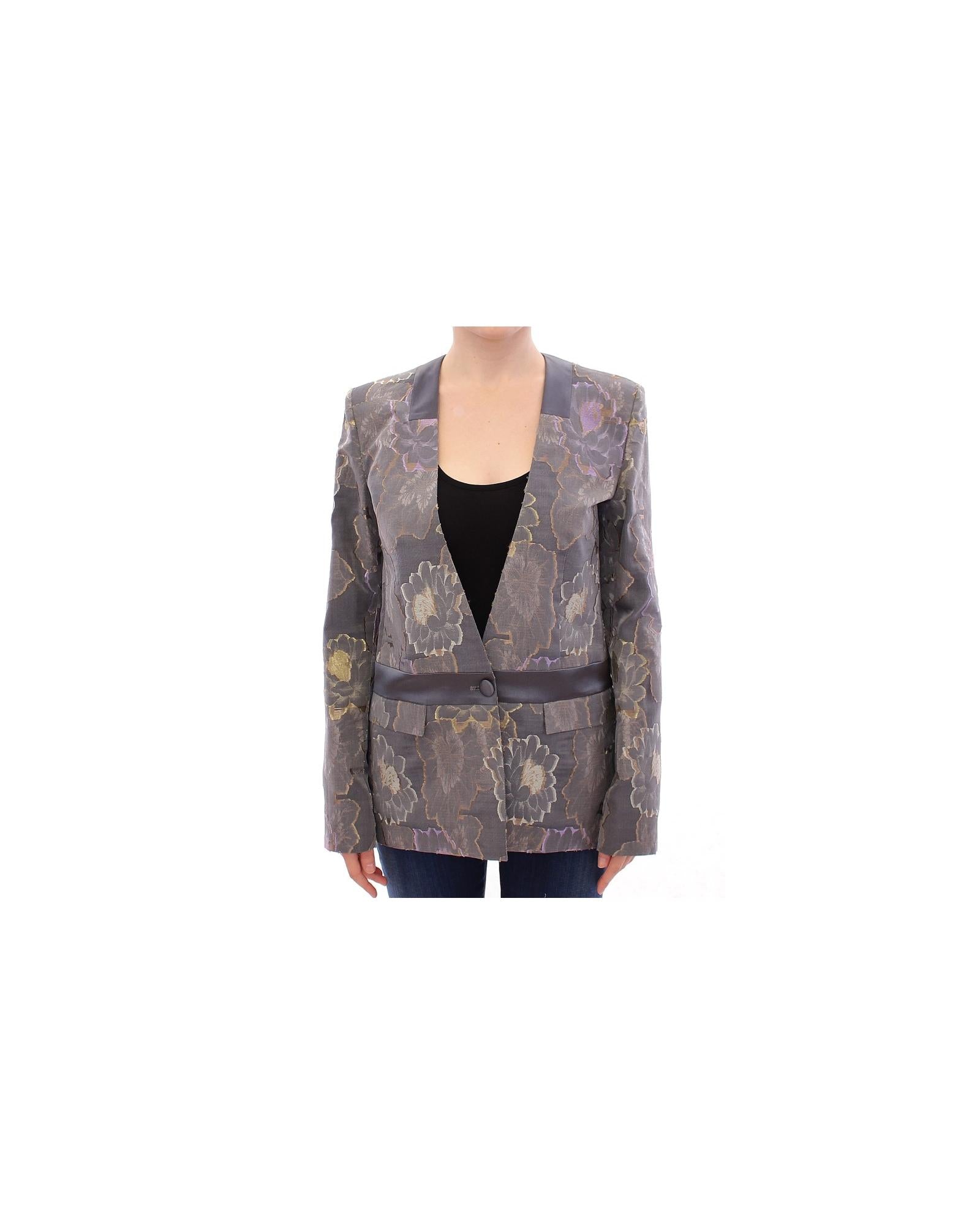 Roberto Fragata Women's Floral Embroidered Blazer Gray
