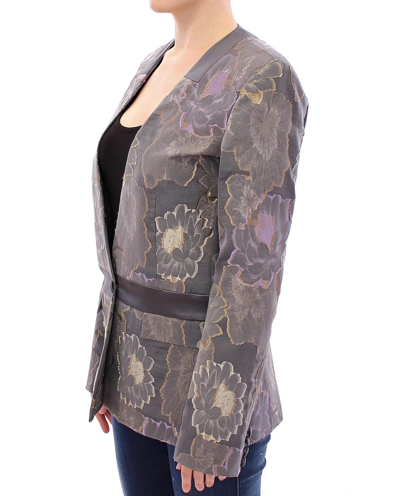 Roberto Fragata Women's Floral Embroidered Blazer Gray