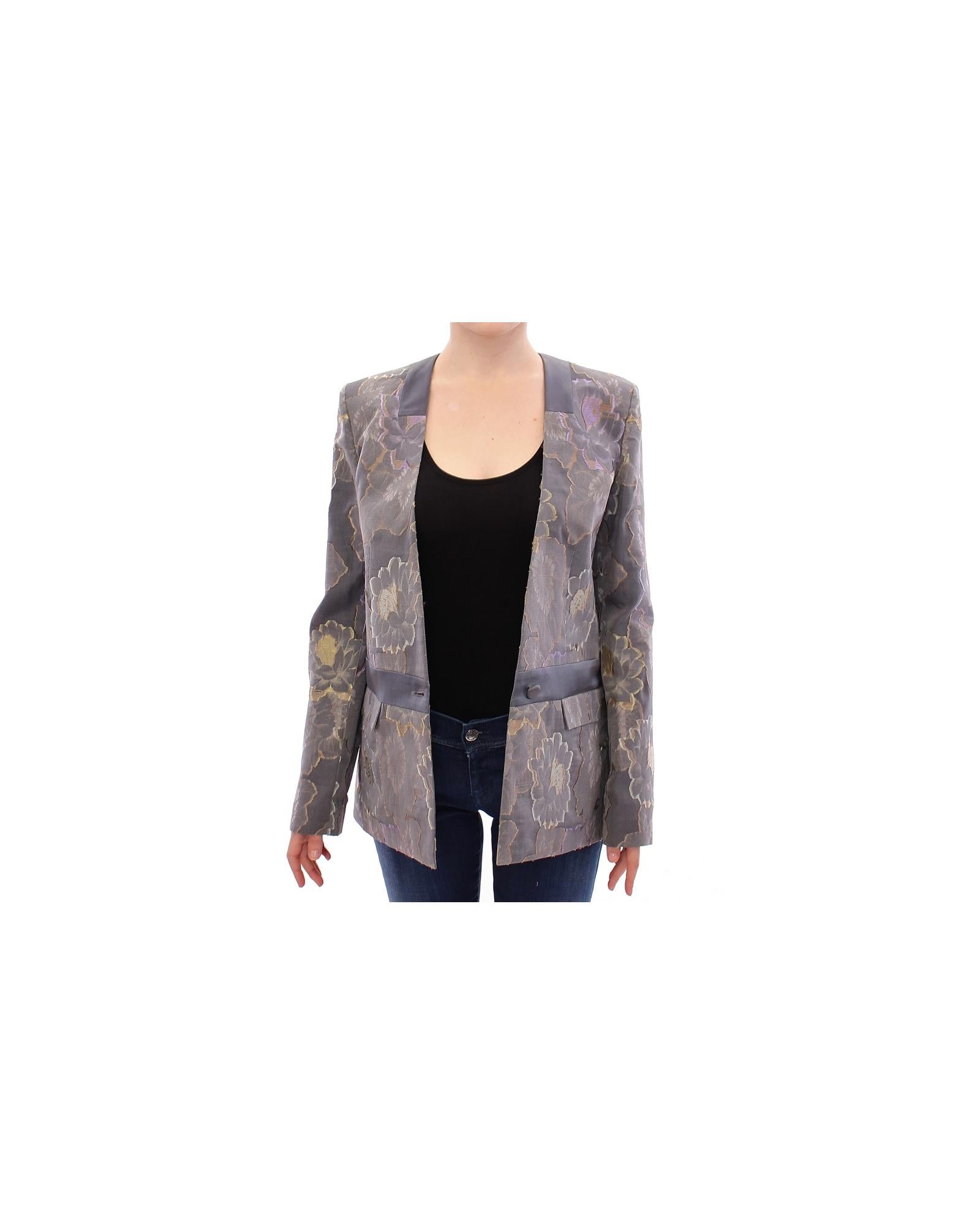 Roberto Fragata Women's Floral Embroidered Blazer Gray