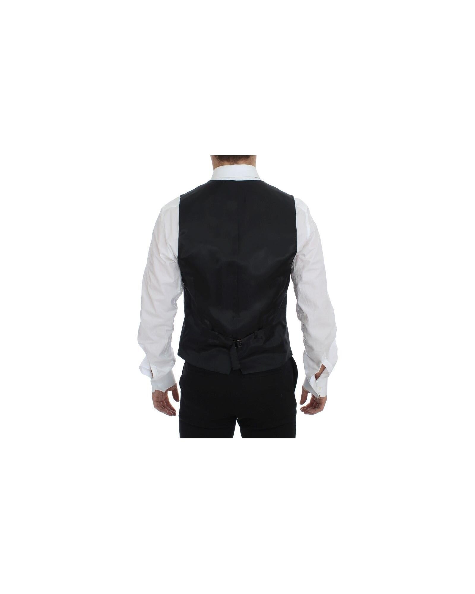 Dolce & Gabbana Men's Pinstripe Wool Vest - Black
