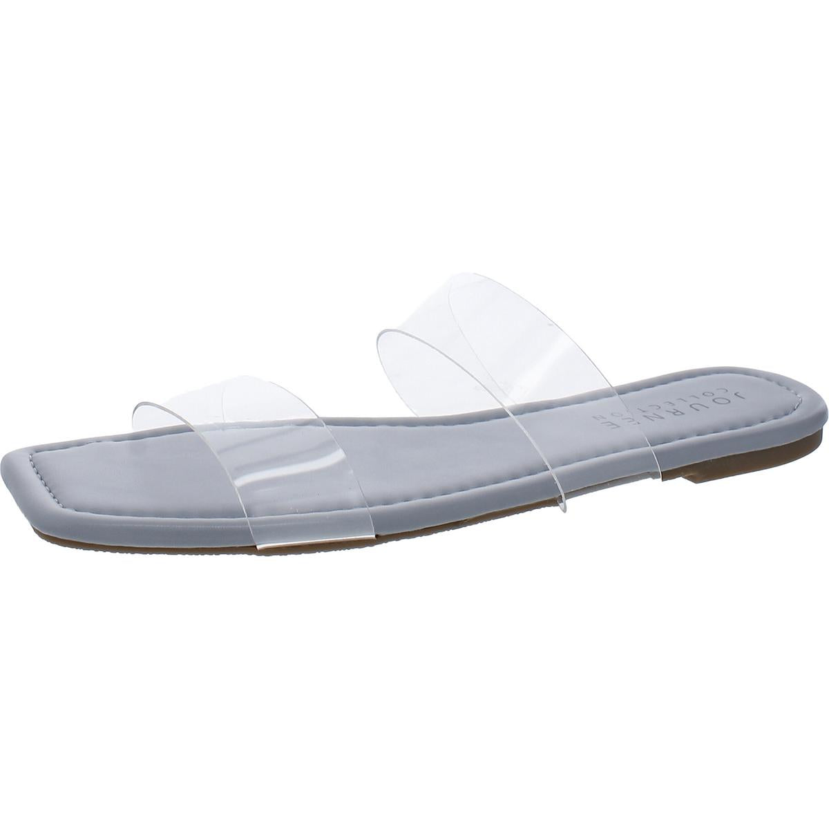 Amata Womens Faux Leather Transparent Slide Sandals Blue