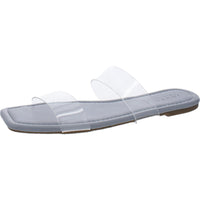 Amata Womens Faux Leather Transparent Slide Sandals Blue