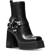 Womens Zipper Leather Booties 5 Medium Black