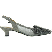 Womens Embellished Metallic Slingback Heels