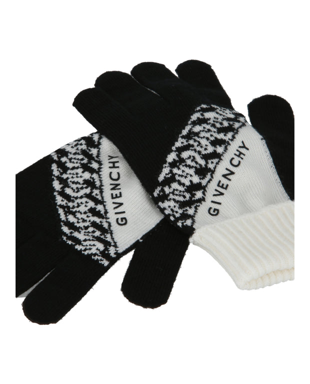 Givenchy Mens  Ribbed Logo Wool Gloves