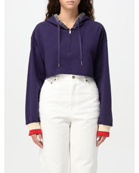 Golden Goose Cropped HalfZip Hoodie Women Blue Sweatshirts
