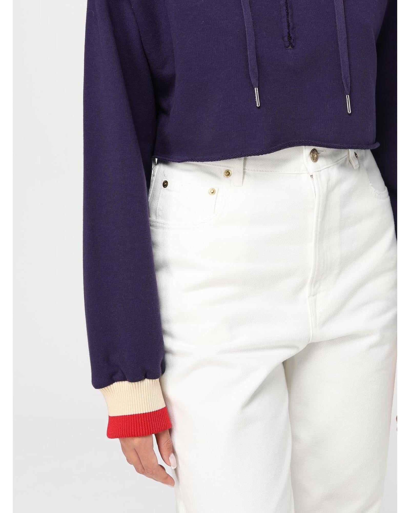 Golden Goose Cropped HalfZip Hoodie Women Blue Sweatshirts