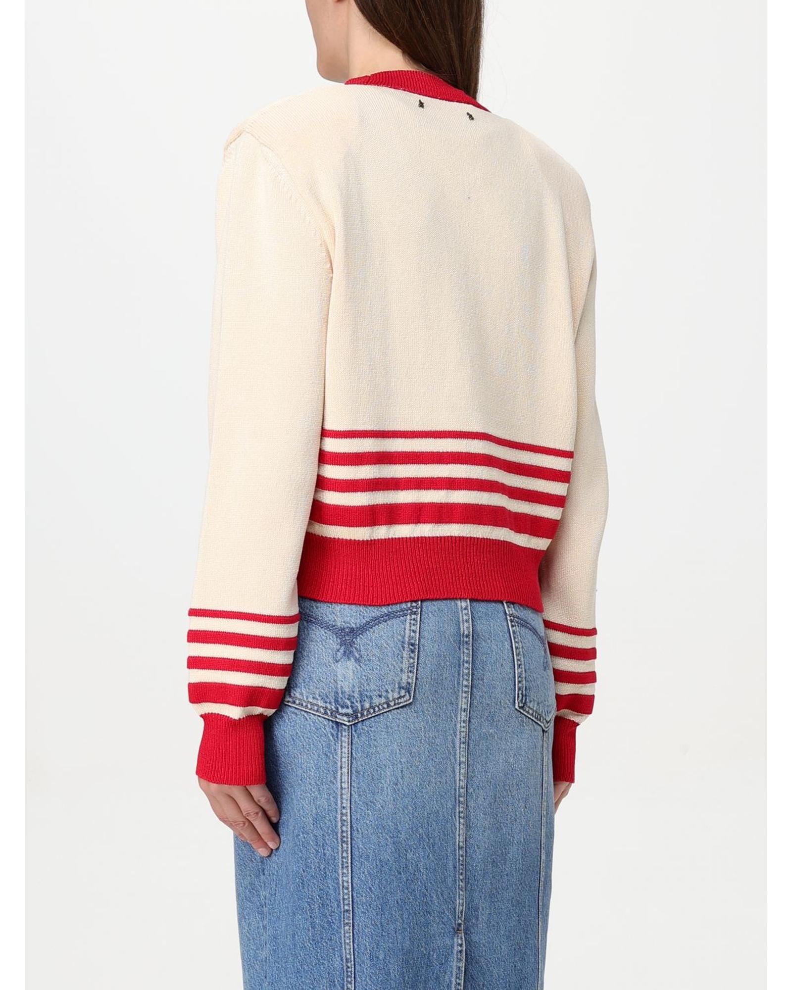 Golden Goose Striped Knit Cardigan Women Red
