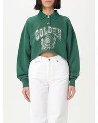 Golden Goose Cropped Polo Sweatshirt Vintage Graphic Women Green Polo Shirts