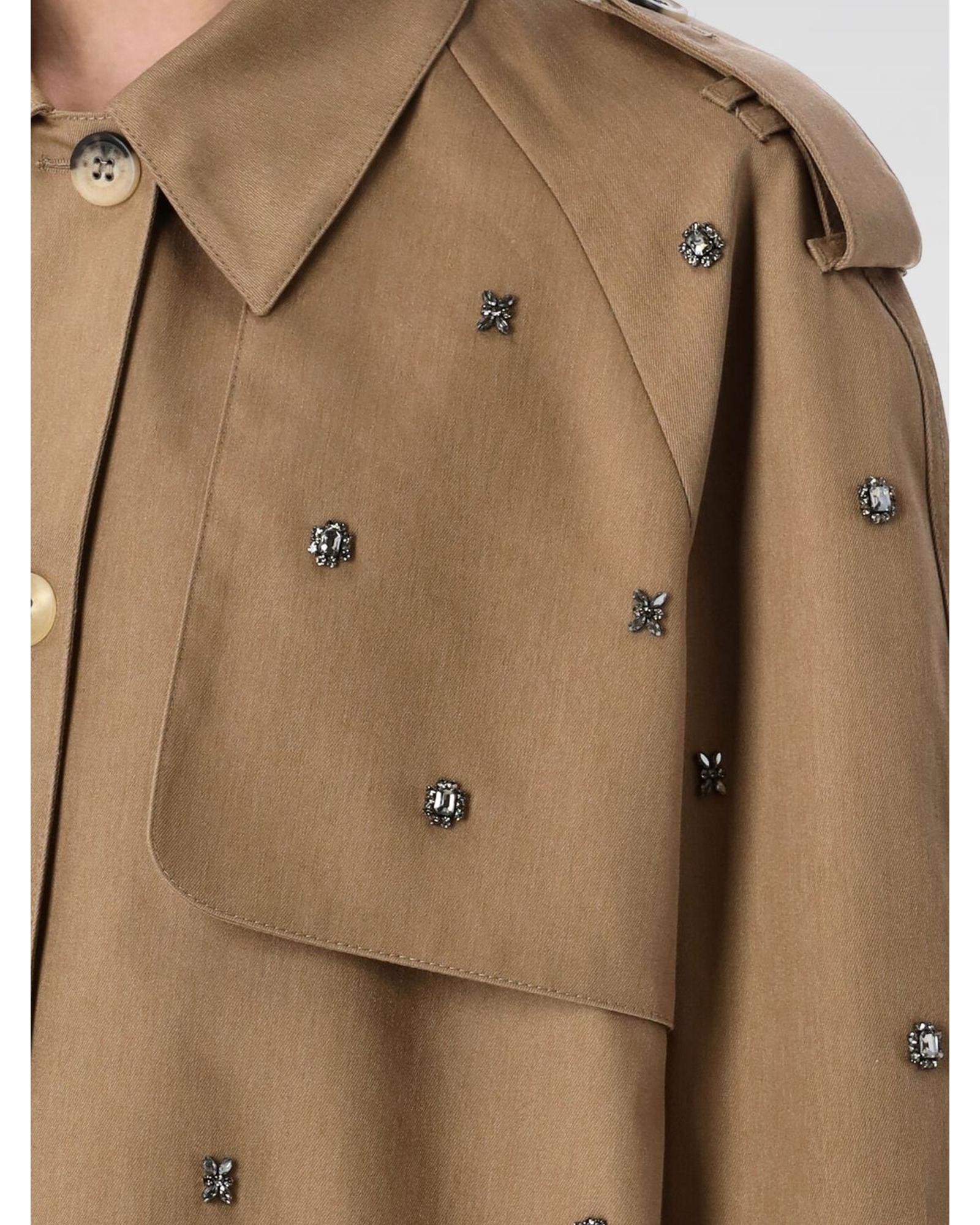 Golden Goose Crystal Embellished Trench Coat Women Beige Jackets