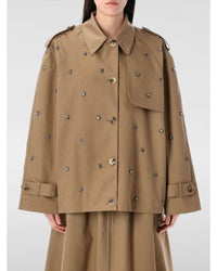 Golden Goose Crystal Embellished Trench Coat Women Beige Jackets 10 Beige