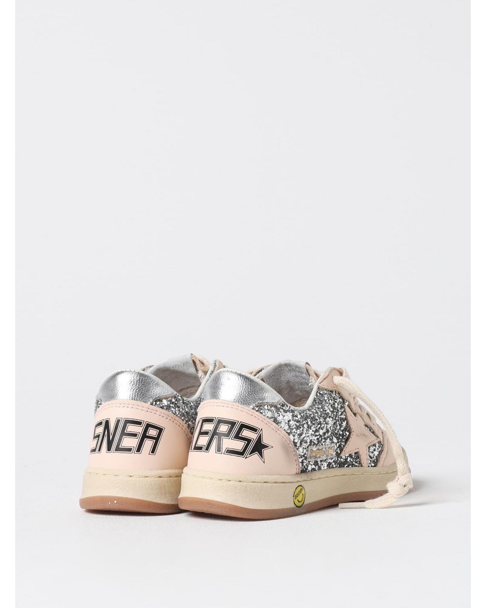 スニーカー Golden  Silver White Ballstar Sneaker With Glitter Golden Goose Ball Star Sneaker White Leather/Silver Glitter