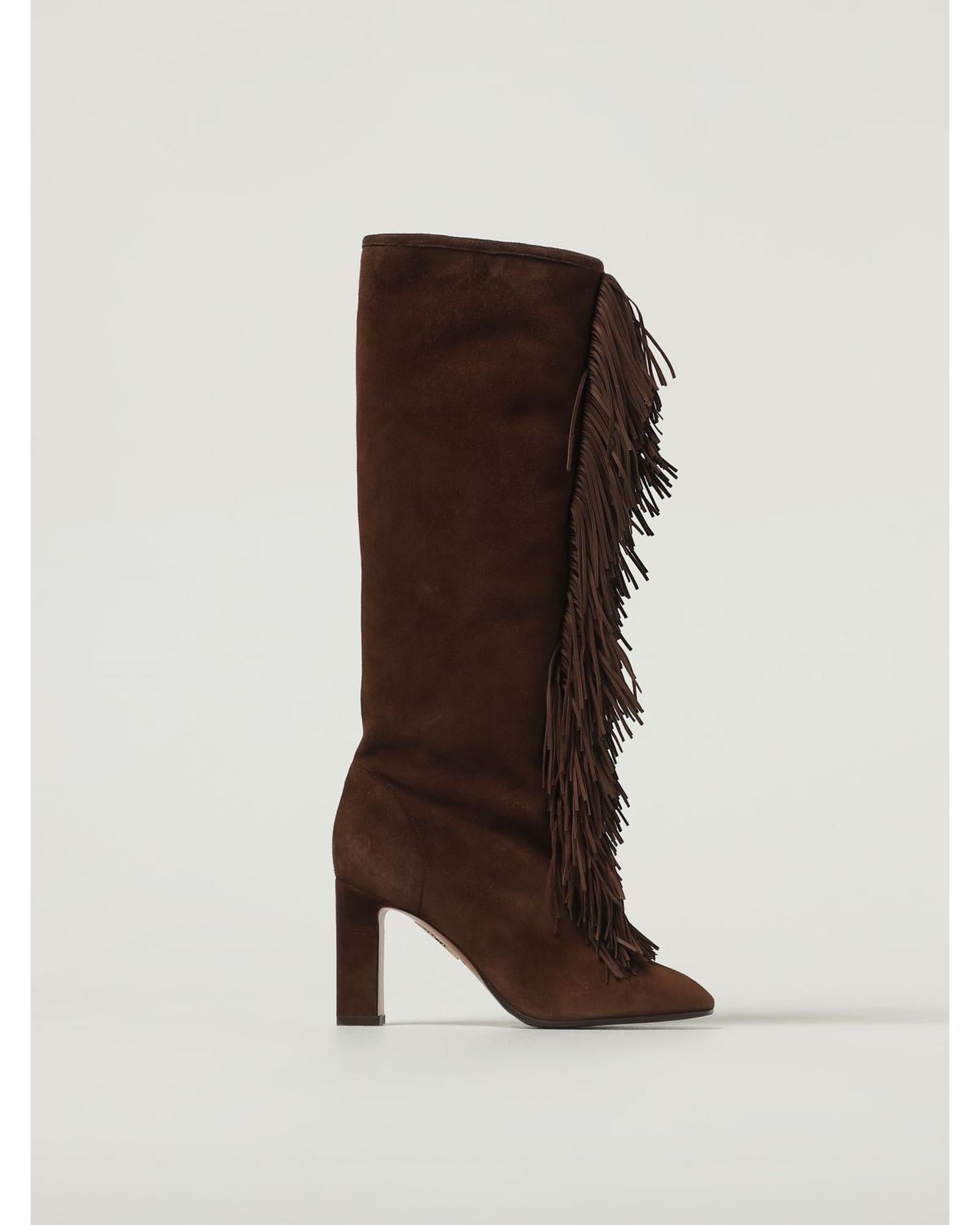 Aquazzura Very Matilde Fringe Boots Women Brown
