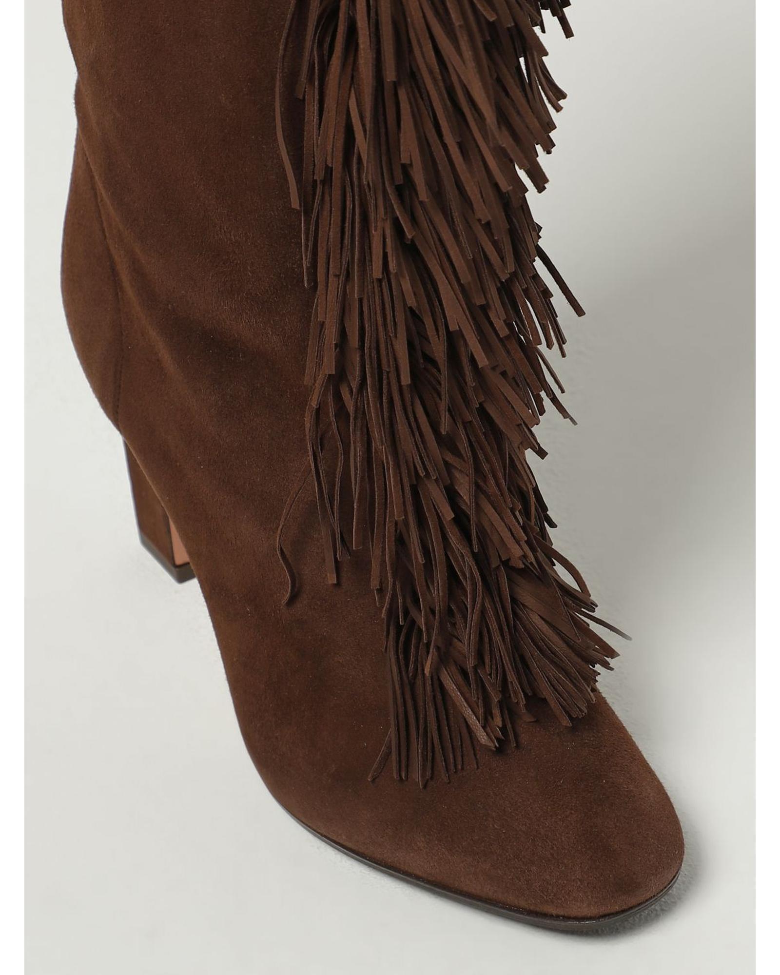 Aquazzura Very Matilde Fringe Boots Women Brown