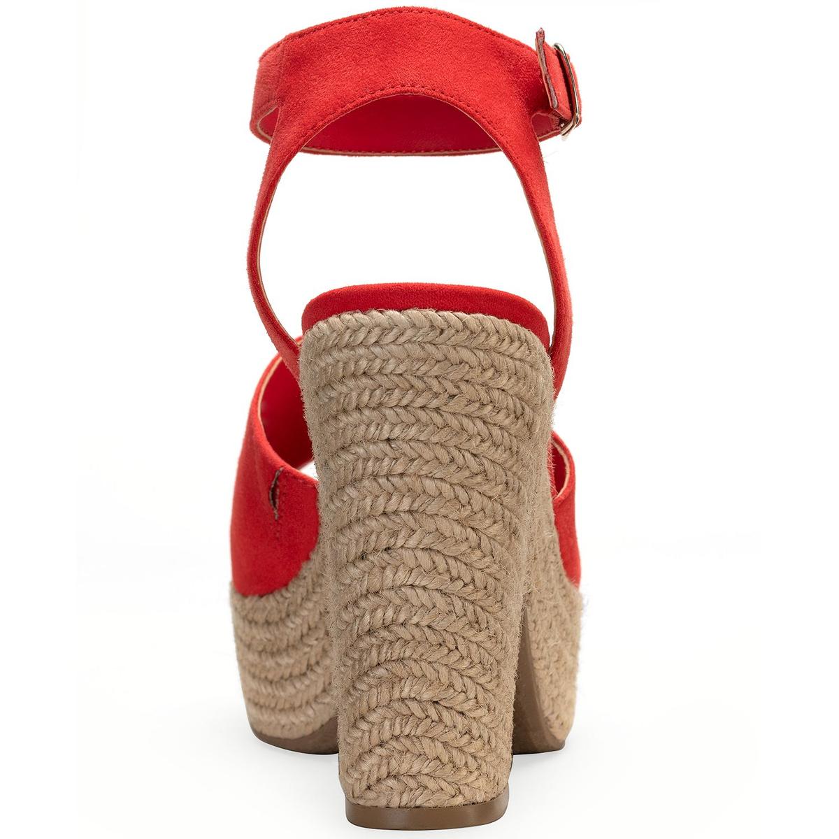 Fey Womens Buckle Block Heel Platform Sandals